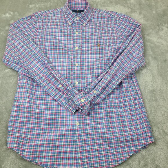 Ralph Lauren Pastel Plaid Long Sleeve Button Down Shirt, Men’s Sz Medium Classic - Picture 1 of 9